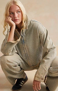 RARE DNM EDIT Rhinestone Denim Cropped Gas Jacket