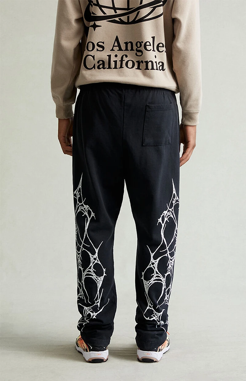 Pacsun Washed Black Graphic Fleece Straight Leg Sweatpants