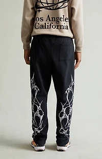Pacsun Washed Black Graphic Fleece Straight Leg Sweatpants