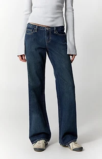 Pacsun Zoe Low Rise Girlfriend Jeans Dark Blue Wash