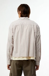 Pacsun Notice Striped Button Down Cropped Long Sleeve Shirt