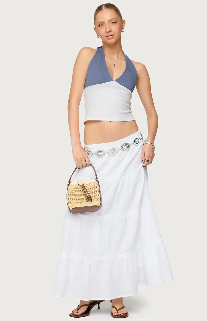 Edikted Petite Charlotte Tiered Maxi Skirt