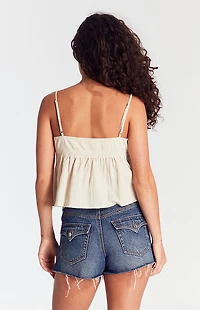 Pacsun Dark Indigo Button Pocket High Waisted Denim Festival Shorts