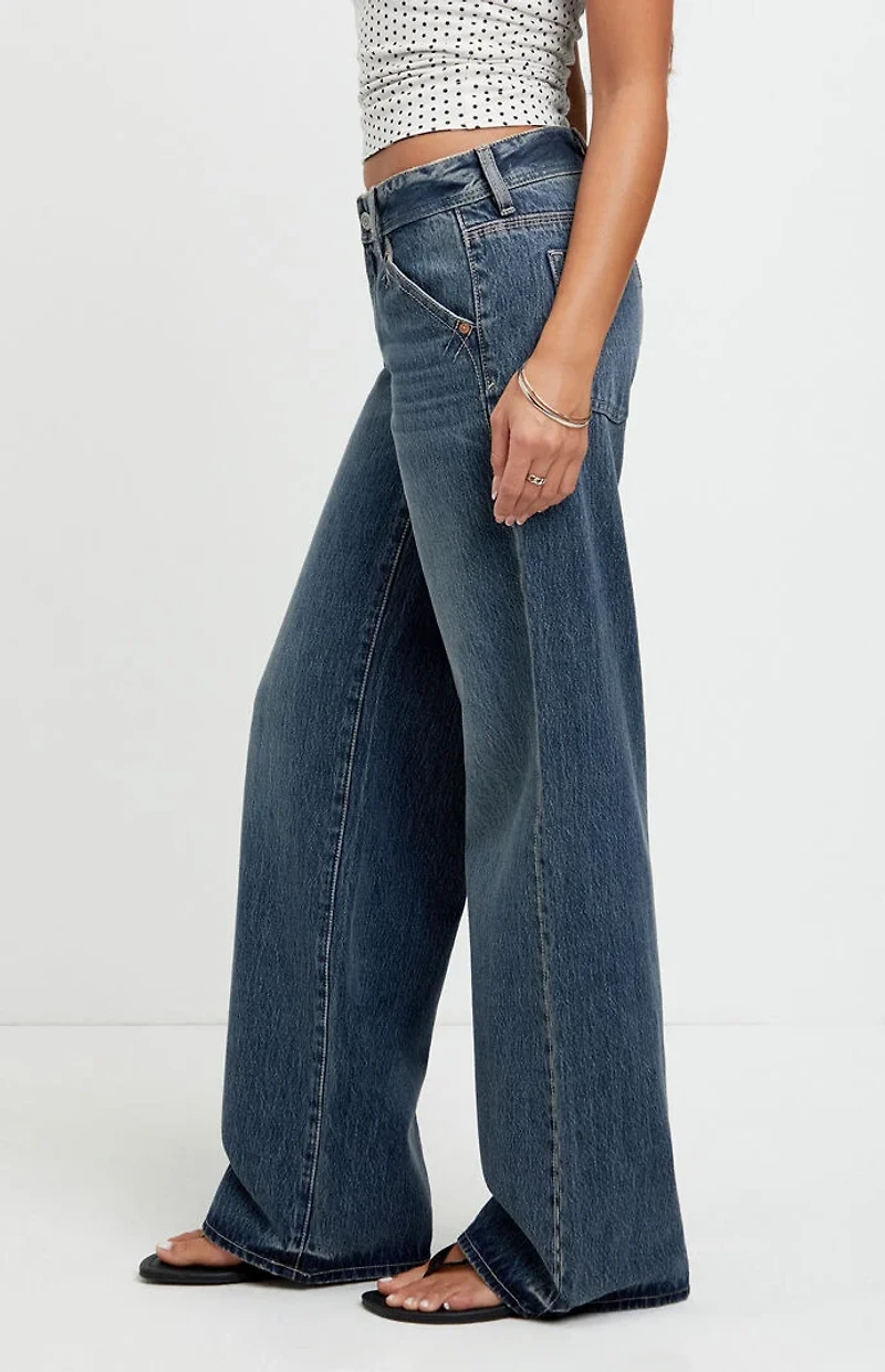 Pacsun Casey Low Rise Baggy Jeans Slant Pocket Dark Indigo