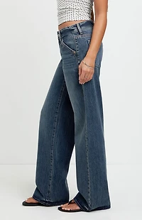 Pacsun Casey Low Rise Baggy Jeans Slant Pocket Dark Indigo