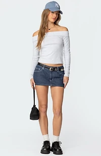 Edikted Neria Pinstripe Denim Micro Skort