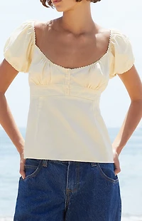 John Galt Yellow Blair Short Sleeve Top