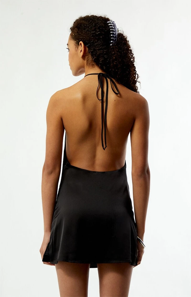 Beverly and Beck Ivy Satin Cowl Neck Mini Dress