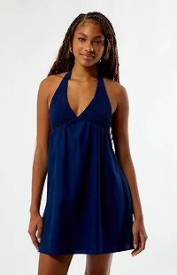 Your Favorite Smocked Halter Linen Mini Dress