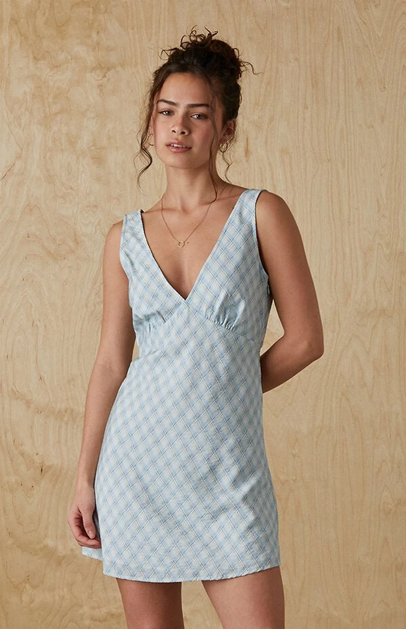 Your Favorite Plaid Deep V Neck Mini Dress