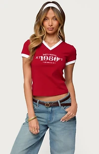 Edikted Santa Monica V Neck T-Shirt