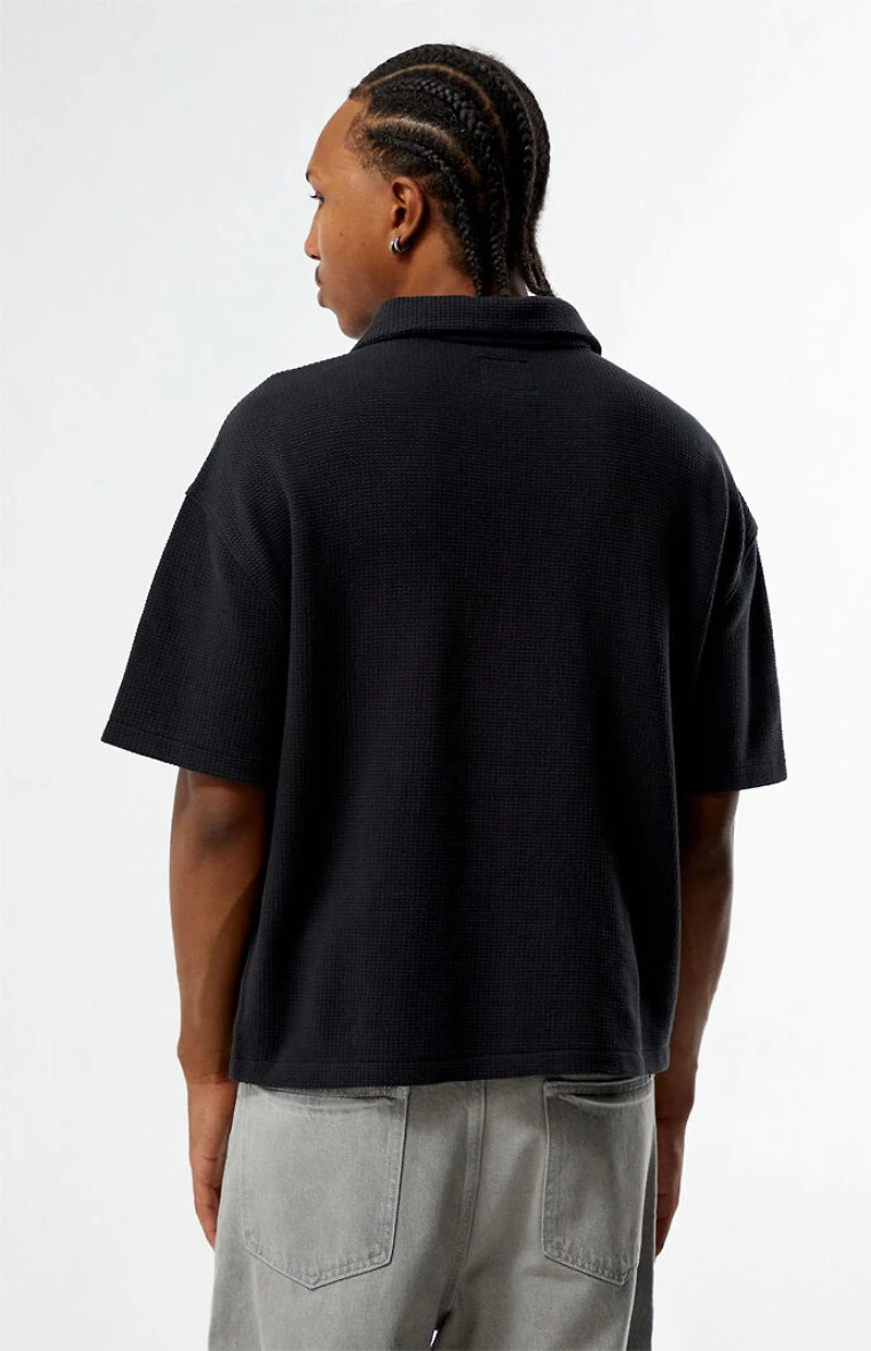 Pacsun Black Stone Solid Textured Camp Shirt