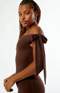 The Frolic Emie Sparkle Off-The-Shoulder Mini Dress