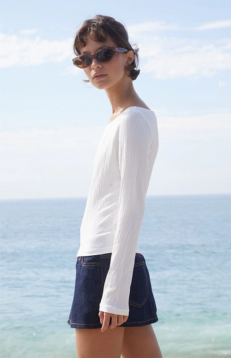 John Galt White Martha Crinkle Sweater