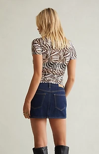 Pacsun Bella Dark Blue Mid Rise Denim Mini Skirt