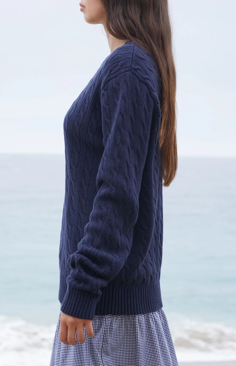 John Galt Navy Cable Knit Sweater