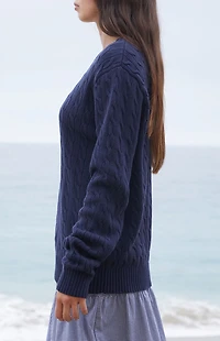 John Galt Navy Cable Knit Sweater