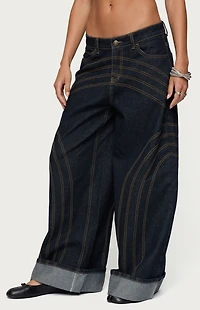 Edikted Cuffed Low Rise Wide Leg Jeans