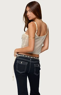 Edikted Onya Iridescent Sheer Knit Top