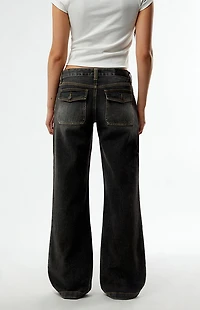 Pacsun Charlie Low Rise Baggy Bootcut Jeans Washed Black