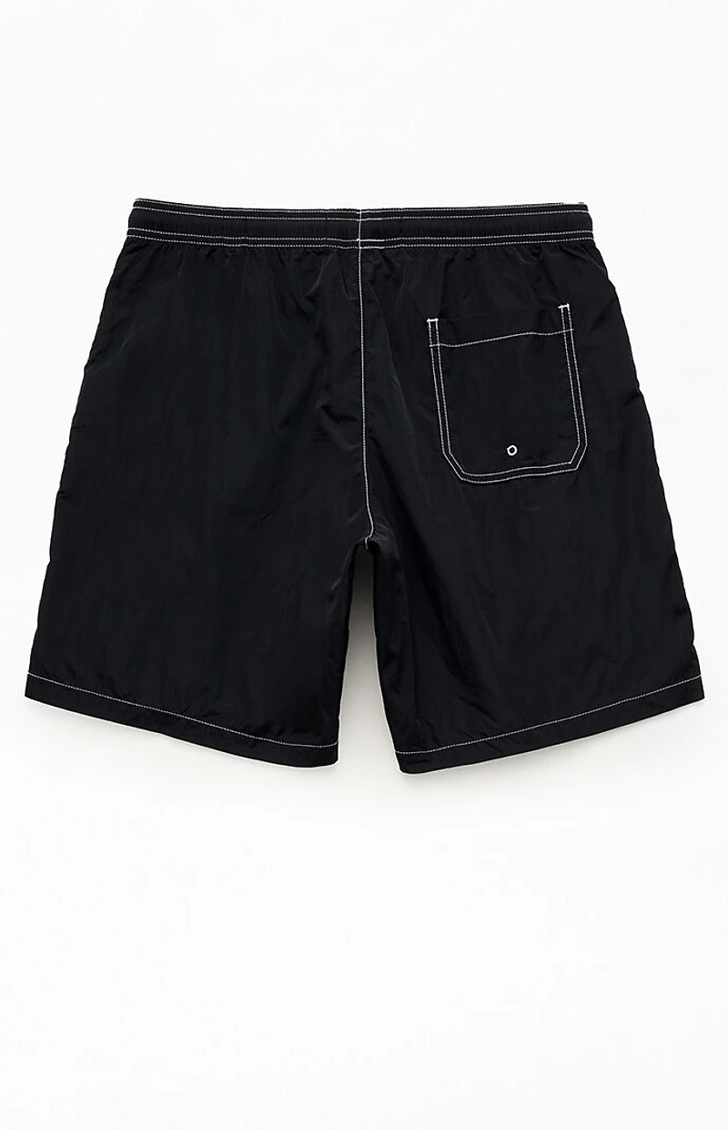 Pacsun Black Baggy Contrast Crinkle 8" Swim Trunks