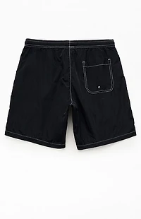 Pacsun Black Baggy Contrast Crinkle 8" Swim Trunks