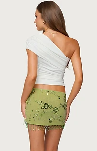 Edikted Fold Over Ruched One Shoulder Top