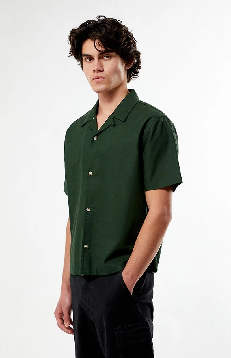 Pacsun Elai Green Linen Camp Shirt