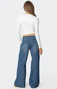 Edikted Charlie Panel Stitch Low Rise Jeans