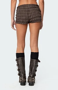 Edikted Plaid Scrunch Shorts