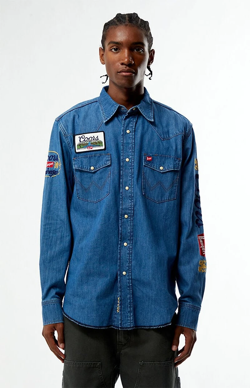 Wrangler x Coors Embroidered Denim Long Sleeve Shirt