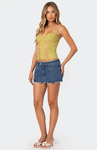 Edikted Clementine Low Rise Denim Micro Skort