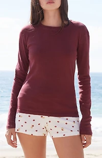 John Galt Burgundy Ainsley Long Sleeve Top
