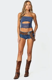 Edikted Laurier Distressed Knit Tube Top