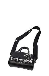 True Religion Black Bombe Logo Satchel
