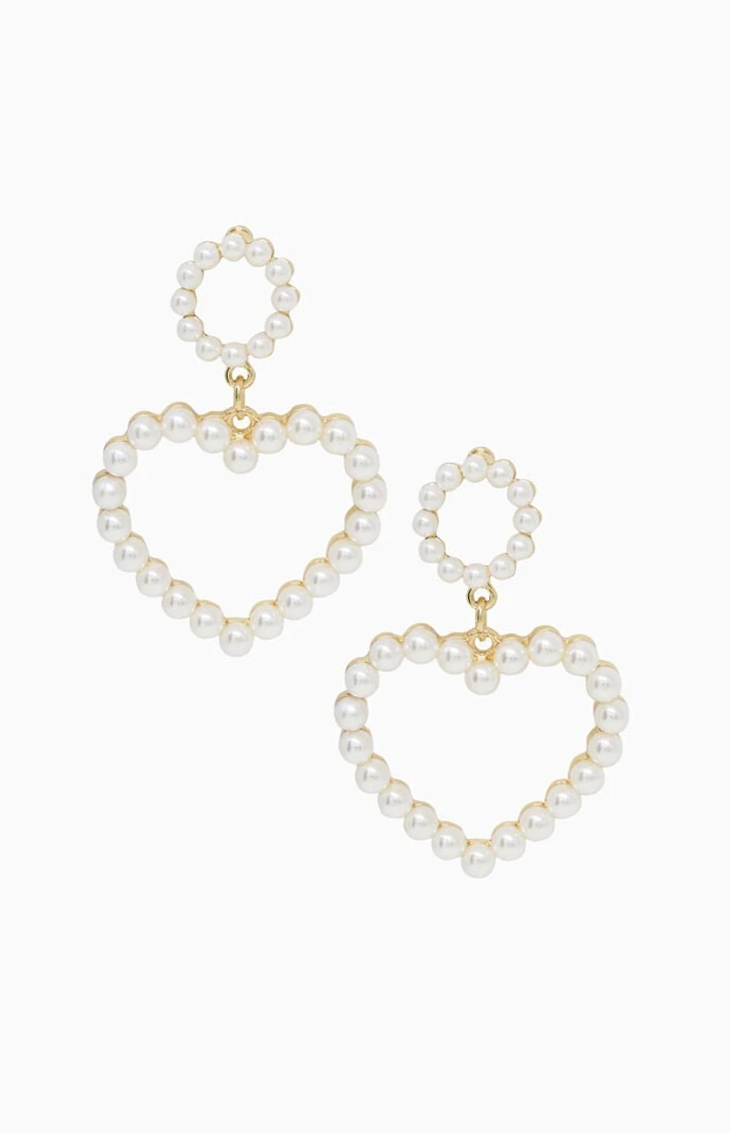 Ettika Loving Pearl Heart Earrings