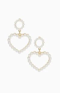 Ettika Loving Pearl Heart Earrings