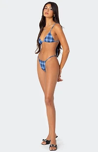 Edikted Preppy Plaid Triangle Bikini Top