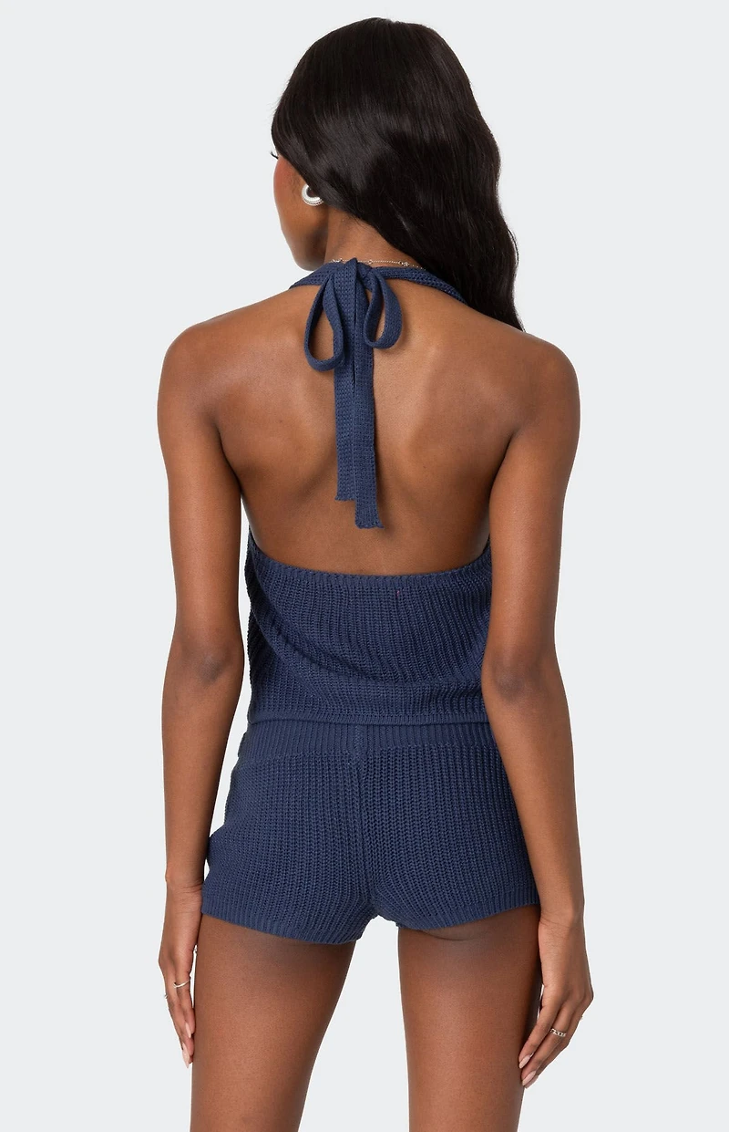 Edikted Weekender Belted Knit Halter Top
