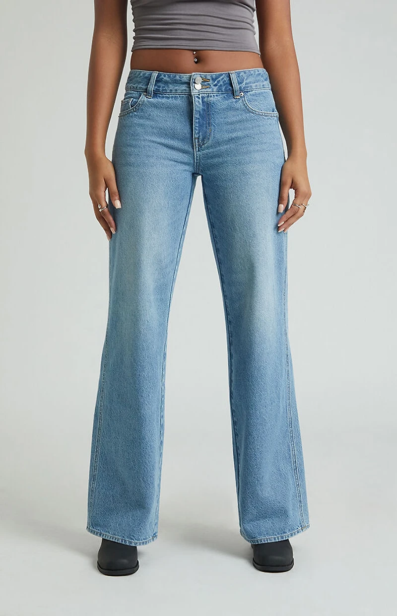 Pacsun Casey Low Rise Baggy Jeans Double Button Medium Indigo