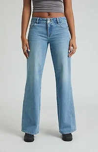 Pacsun Casey Low Rise Baggy Jeans Double Button Medium Indigo