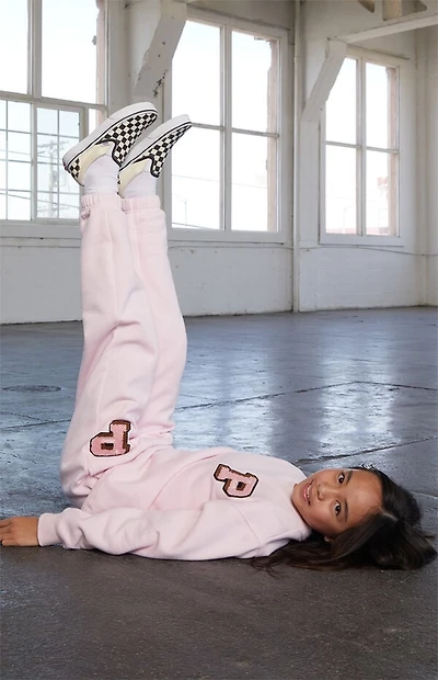 Pacsun Kids Pink Varsity Patch Jogger Sweatpants