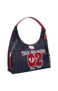 True Religion Varsity Logo Dark Denim Hobo Bag