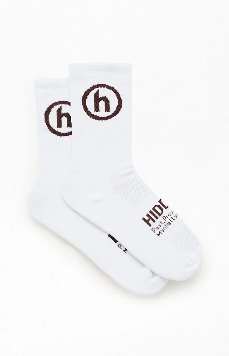 Hidden NY Brown & White Classic Crew Socks