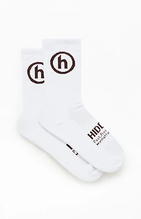Hidden NY Brown & White Classic Crew Socks