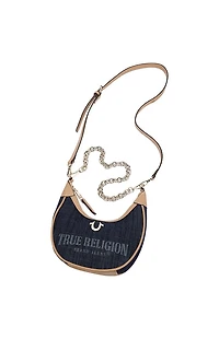 True Religion Bailey Dark Denim and Faux Leather Hobo Bag
