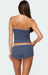 Edikted Isela Contrast Pointelle Tube Top