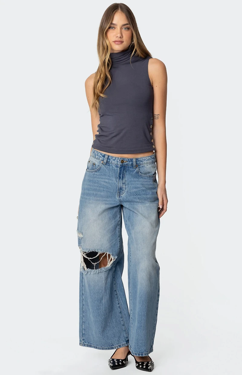 Edikted Coral Turtle Neck Top