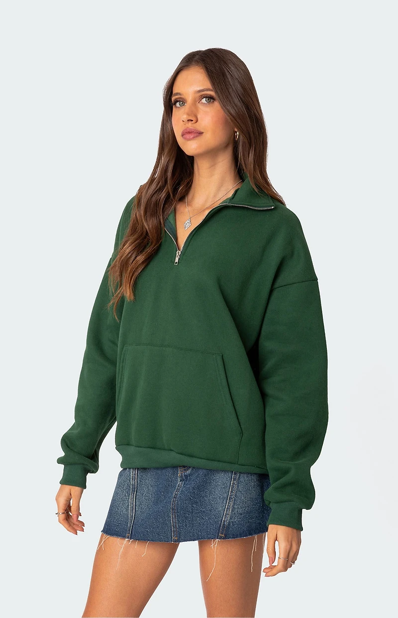 Edikted Oversized Quarter Zip Sweatshirt