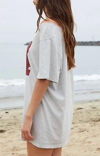 John Galt Light Gray Burgundy Penelope 84 Off-The-Shoulder Oversized Top